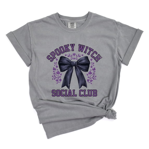 Coquette Spooky Witch Social Club - Women's Garment Dyed Graphic T-Shirt