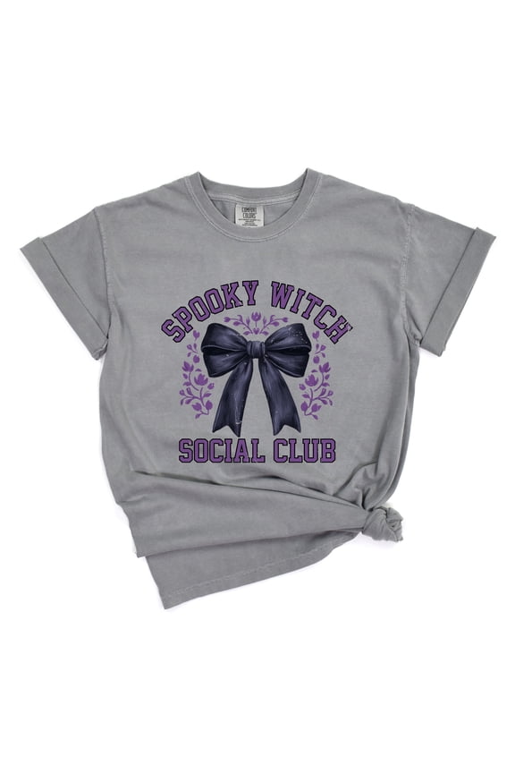 Coquette Spooky Witch Social Club - Women's Garment Dyed Graphic T-Shirt