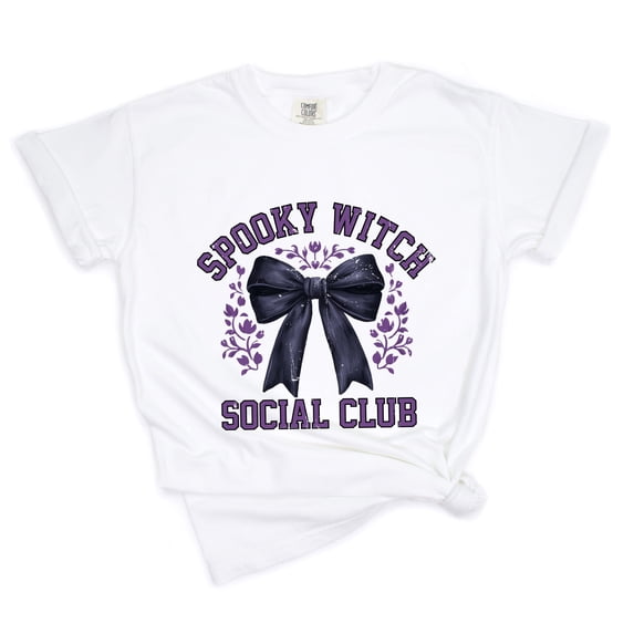 Coquette Spooky Witch Social Club - Women's Garment Dyed Graphic T-Shirt
