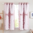 thumbnail image 1 of Coquette Style Curtains for Girls'Bedroom Decorative Drapes for Kids Double Layer Curtain Ruffle Sheer Overlay Room Darkening Pretty Chic Princess, 52x63 inch, Blush Pink, 2 PCs, 1 of 8