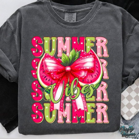 Coquette Summer Vibes T-Shirt, Preppy Floral Summer Shirt, Trendy Watermelon Graphic Tee, Colorful Summer Vibes Shirt, Fun Seasonal Tee