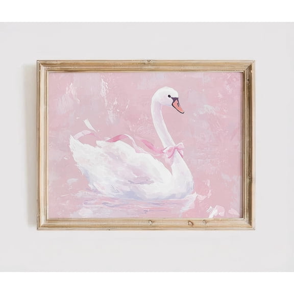 Coquette Swan Pink Nursery Poster, Unframed Size 24x36