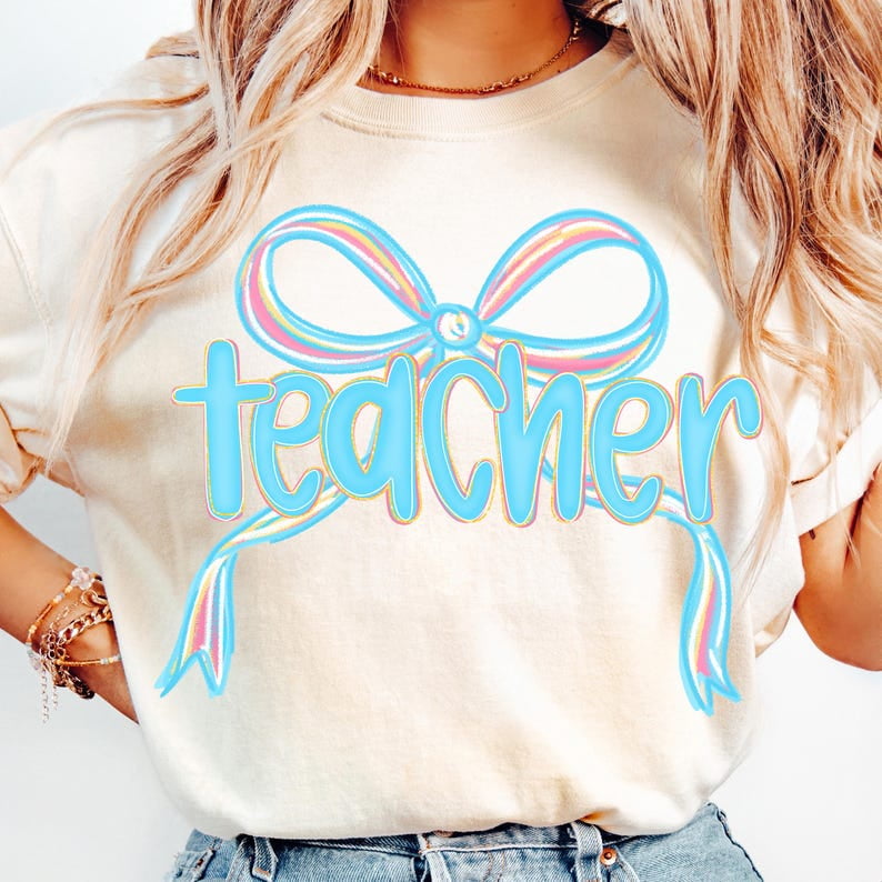 Coquette Teacher TShirt for Women, Preppy Back to School Graphic Tee