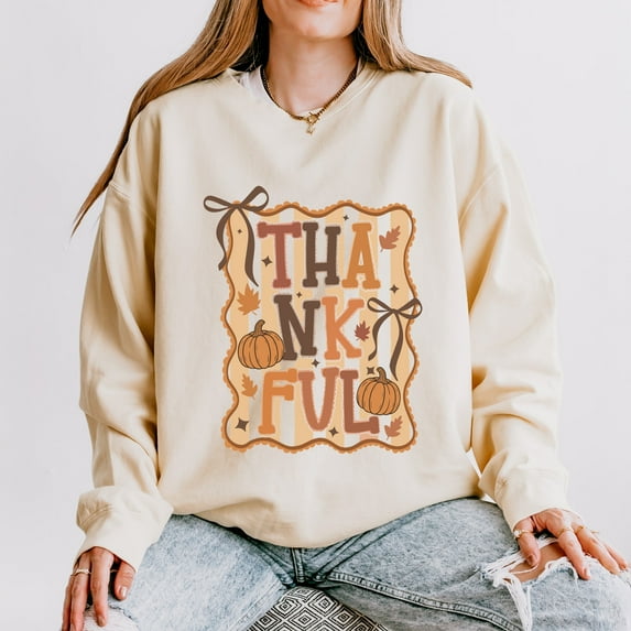 Coquette Thankful Stripes - Women's Lightweight Garment Dyed Sweatshirt