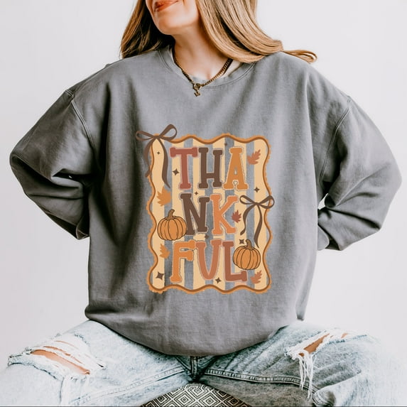 Coquette Thankful Stripes - Women's Lightweight Garment Dyed Sweatshirt