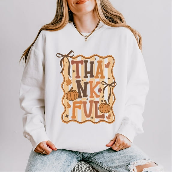 Coquette Thankful Stripes - Women's Lightweight Garment Dyed Sweatshirt