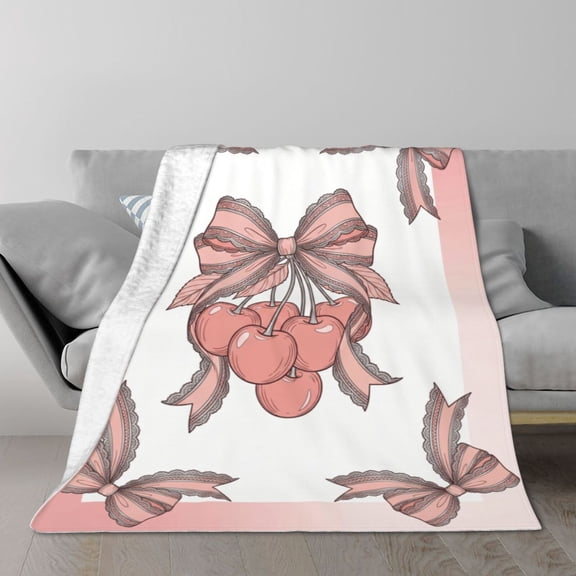 Coquette Throw Blanket Beautiful Fruit Pattern Blanket for Desk, Cozy Study Corner Lounge Blanket 50x40