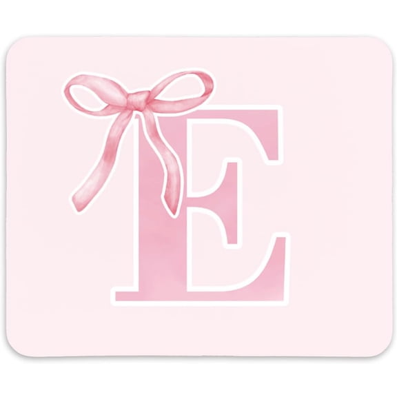 Coquette Trendy Initial E Pink Bow Mouse Pad,Personalized Pink Desk Mat Teen Girl Gifts,Monogrammed Gifts for Women,Pink Mouse pad for Desk Home Office Gaming Working,9x8 inches