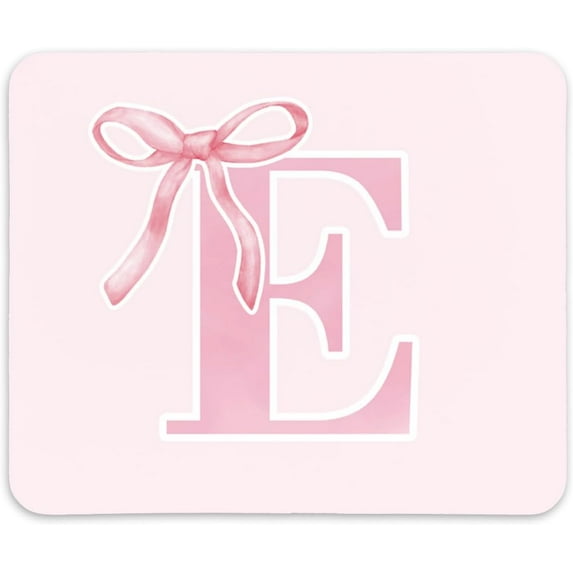 Coquette Trendy Initial E Pink Bow Mouse Pad,Personalized Pink Desk Mat Teen Girl Gifts,Monogrammed Gifts for Women,Pink Mouse pad for Desk Home Office Gaming Working,9x8 inches