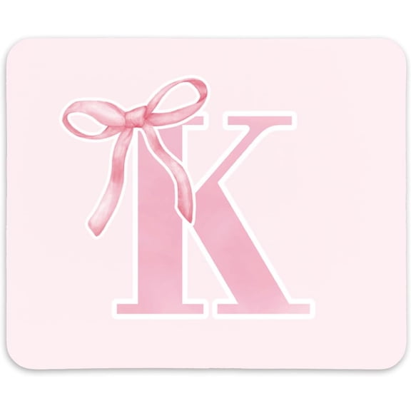 Coquette Trendy Initial K Pink Bow Mouse Pad,Personalized Pink Desk Mat Teen Girl Gifts,Monogrammed Gifts for Women,Pink Mouse pad for Desk Home Office Gaming Working,9x8 inches