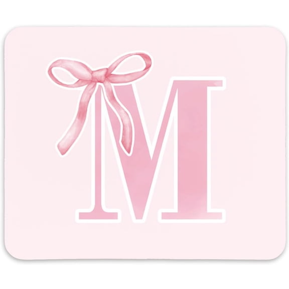 Coquette Trendy Initial M Pink Bow Mouse Pad,Personalized Pink Desk Mat Teen Girl Gifts,Monogrammed Gifts for Women,Pink Mouse pad for Desk Home Office Gaming Working,9x8 inches