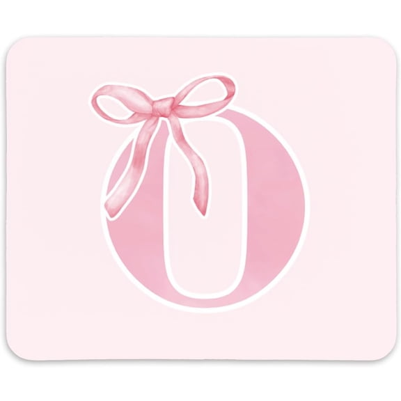 Coquette Trendy Initial O Pink Bow Mouse Pad,Personalized Pink Desk Mat Teen Girl Gifts,Monogrammed Gifts for Women,Pink Mouse pad for Desk Home Office Gaming Working,9x8 inches
