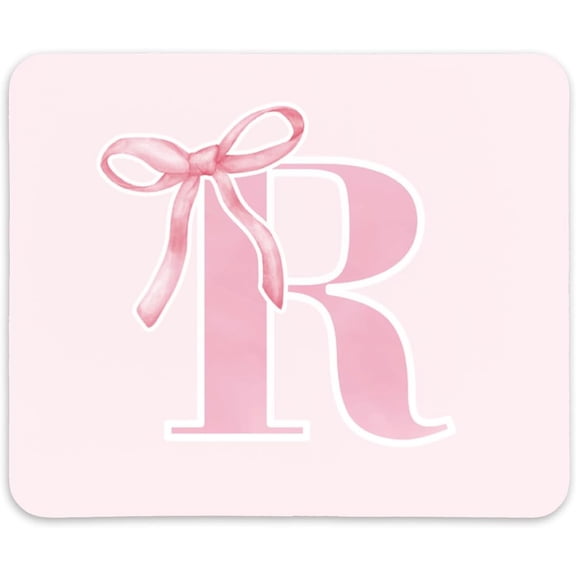 Coquette Trendy Initial R Pink Bow Mouse Pad,Personalized Pink Desk Mat Teen Girl Gifts,Monogrammed Gifts for Women,Pink Mouse pad for Desk Home Office Gaming Working,9x8 inches