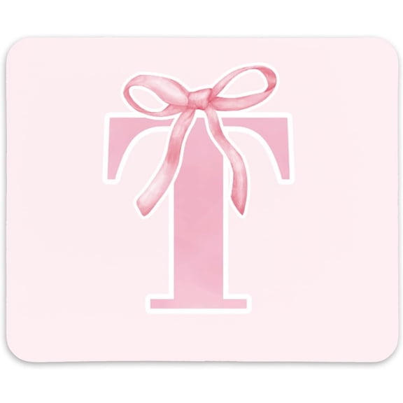 Coquette Trendy Initial T Pink Bow Mouse Pad,Personalized Pink Desk Mat Teen Girl Gifts,Monogrammed Gifts for Women,Pink Mouse pad for Desk Home Office Gaming Working,9x8 inches