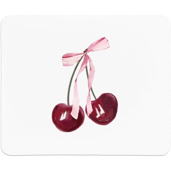Coquette Trendy Pink Cherry Mouse Pad,Preppy Girly Mouse Pad,Washable Square Mousepad for Office Laptop Computer,Non-Slip Rubber Base Mouse Pads for Wireless Mouse,Gifts for Teen Girls