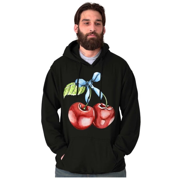 Coquette Watercolor Cherries with Bow Hoodie Sweatshirt Women Men Brisco Brands L