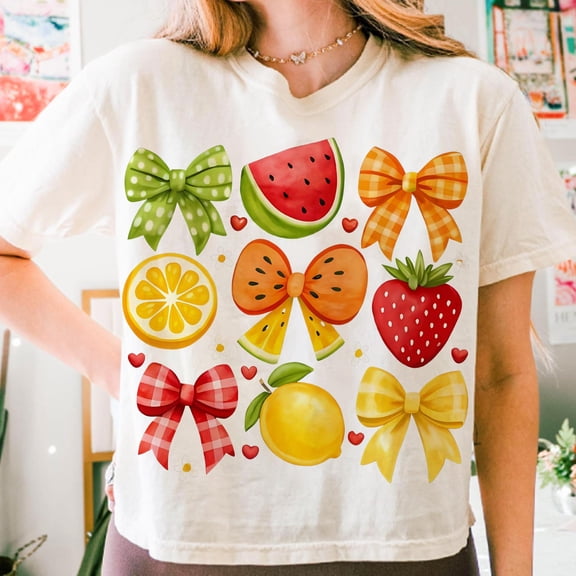 Coquette Watermelon Summer Fruit Shirt, Mama Lemon Bow, Summer Vibes, Cute Strawberry Floral, Preppy Girly Summer Shirt