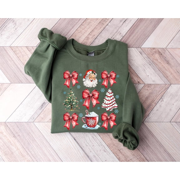Coquette Winter Sweatshirt, Bow & Tree Crewneck Tshirt All Size S-5XL