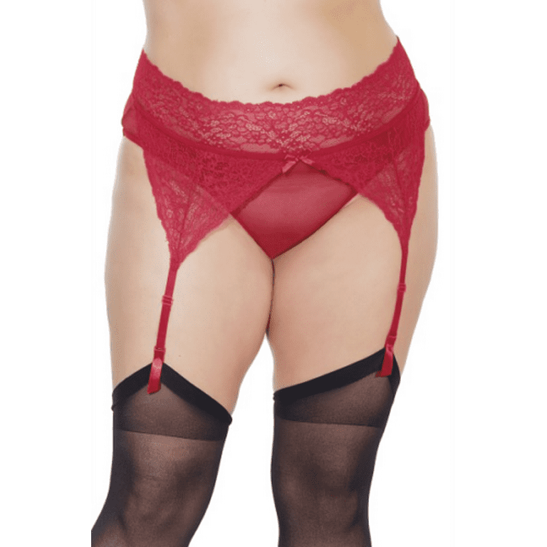 Coquette Women's Lace Crotchless Panties w/ Garter Belt Underwear Lingerie  Thong 