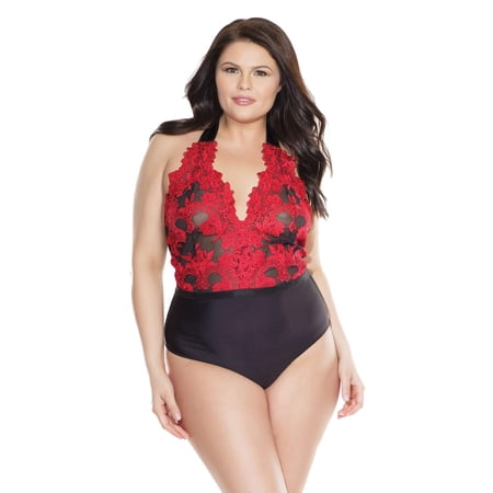 Coquette Womens Plus Size Floral Applique Teddy Style-3868X