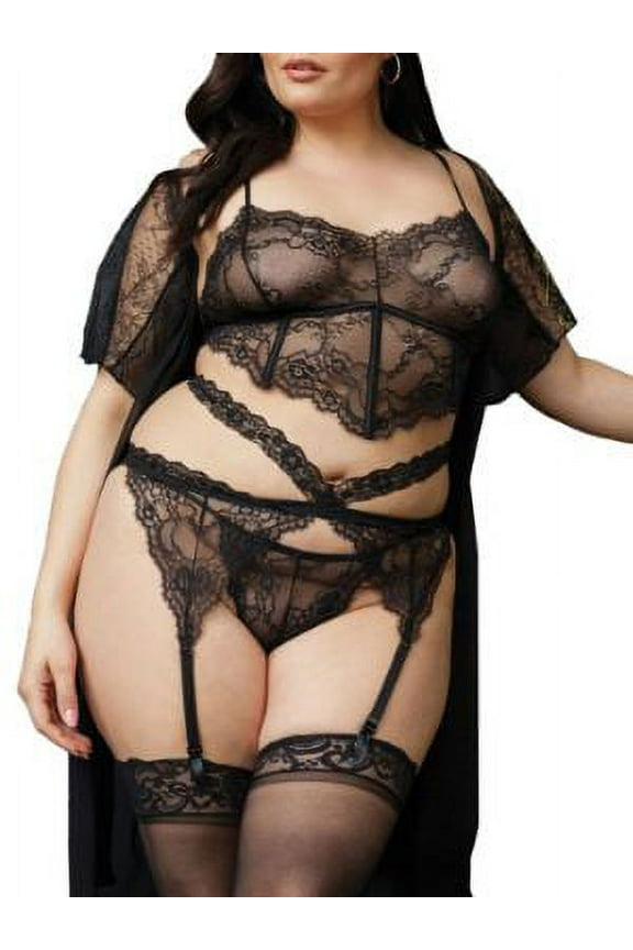 Womens Plus Size Lace Bra & Panty Set Style-7217X