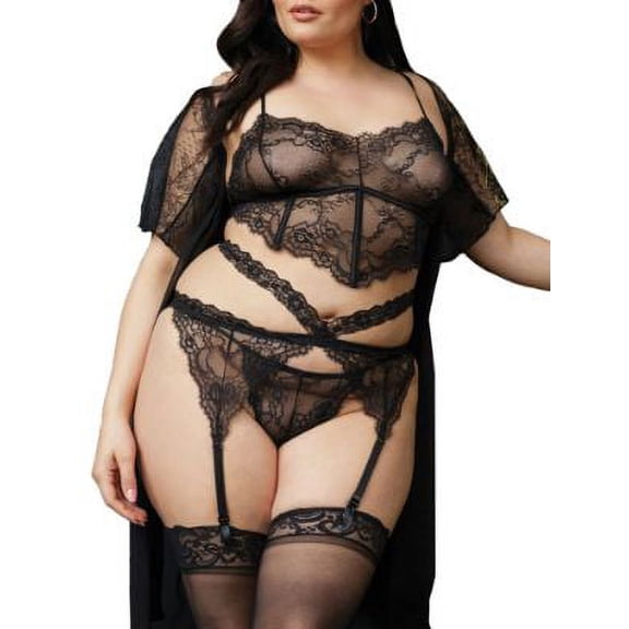 Coquette Womens Plus Size Lace Bra & Panty Set Style-7217X