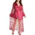 thumbnail image 1 of Coquette Womens Plus Size Treasures Satin Long Robe Style-7201X, 1 of 2
