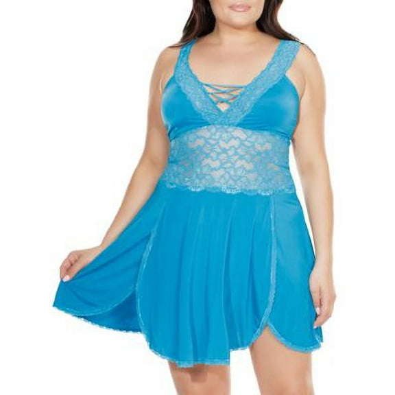 Coquette Womens Plus Size Tulip Skirt Babydoll Set Style-7230X