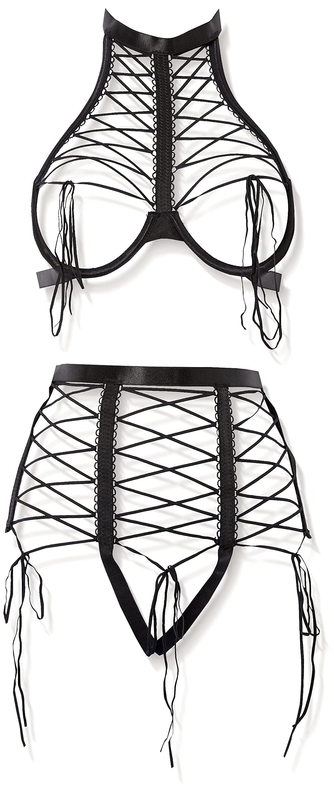 Coquette  womens Bra & Panty Lingerie, Black, One Size US
