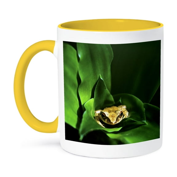 3dRose, Coqui Frog in Puerto Rico-CA11 DFR0000 - David R. Frazier, 11oz Two-Tone Yellow Mug