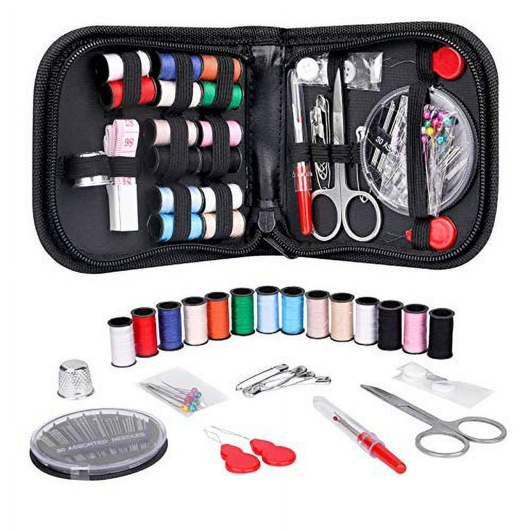 Coquimbo Sewing Kit for Traveler, Adults, Beginner, Emergency, DIY Sewing  Supplies Organizer Filled with Scissors, Thimble, Thread, Sewing Needles,  Tape Measure etc (Black, S) Black