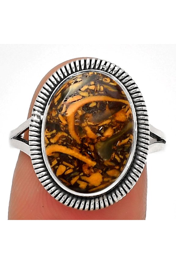 Coquina Fossil Jasper - India 925 Sterling Silver Ring s.7.5 Jewelry R-1208 SDR189339