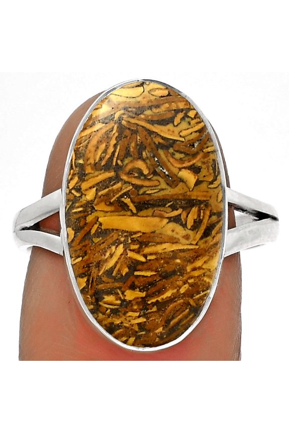 Coquina Fossil Jasper - India 925 Sterling Silver Ring s.8.5 Jewelry R-1002 SDR178333