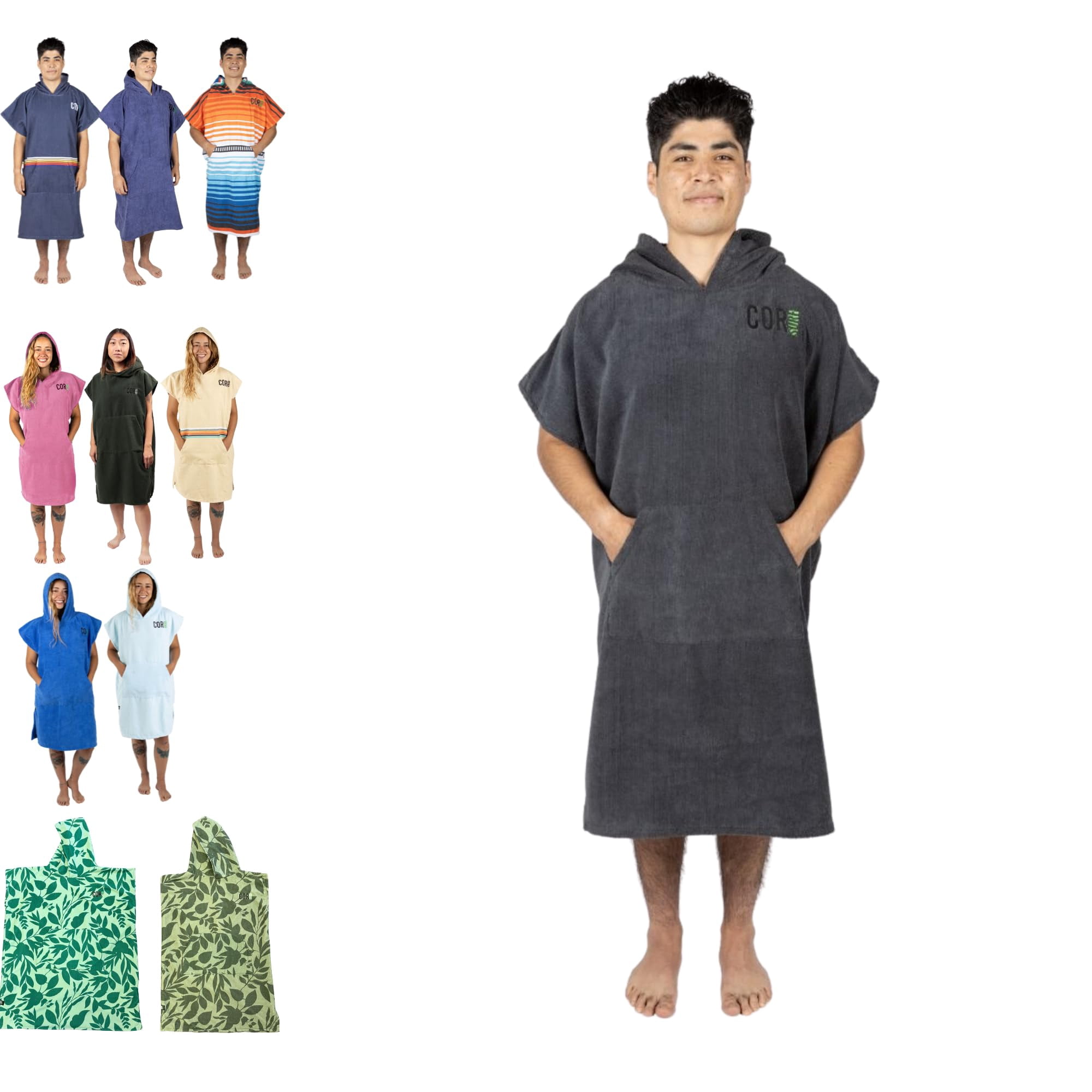 Poncho Pool Robe COR Surf Poncho Changing Towel Robe with Hood and Front Pocket | Thick ...