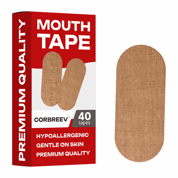 CorBreev Mouth Tape for Sleeping, Anti Snoring, CPAP Friendly, Pack of 40