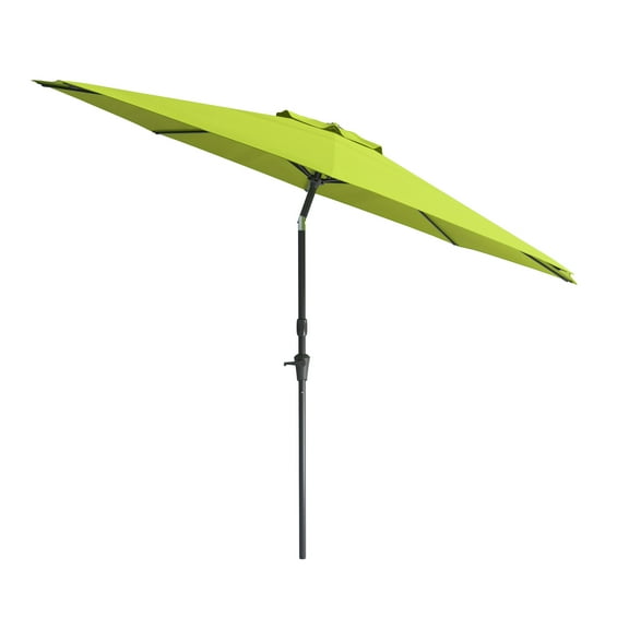 CorLiving 10 Foot Wind Resistant Patio Umbrella, Outdoor Parasol with Crank Tilt, Round Market Umbrella for Patio, Umbrella with Crank, Tilt Umbrella, Outdoor Umbrella, Lime Green