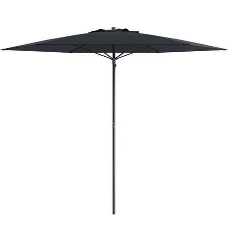 CorLiving 7.5ft Portable Black Beach Umbrella with Sand/Dirt Anchor and Travel Bag - Compact Sun and Shade Umbrella, Patio and Picnic, Summer Beach Umbrella Solution