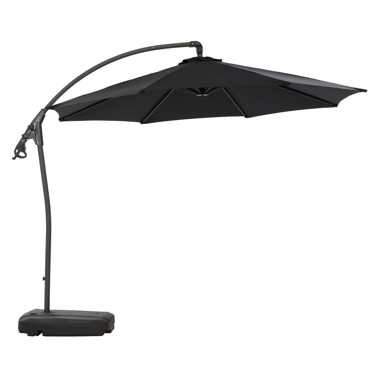 9.5 ft Black Polyester Cantilever Patio Umbrella with Aluminum Pole