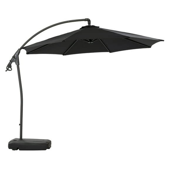 CorLiving 9.5 Ft Cantilever Patio Umbrella - Black Canopy & Aluminum Frame