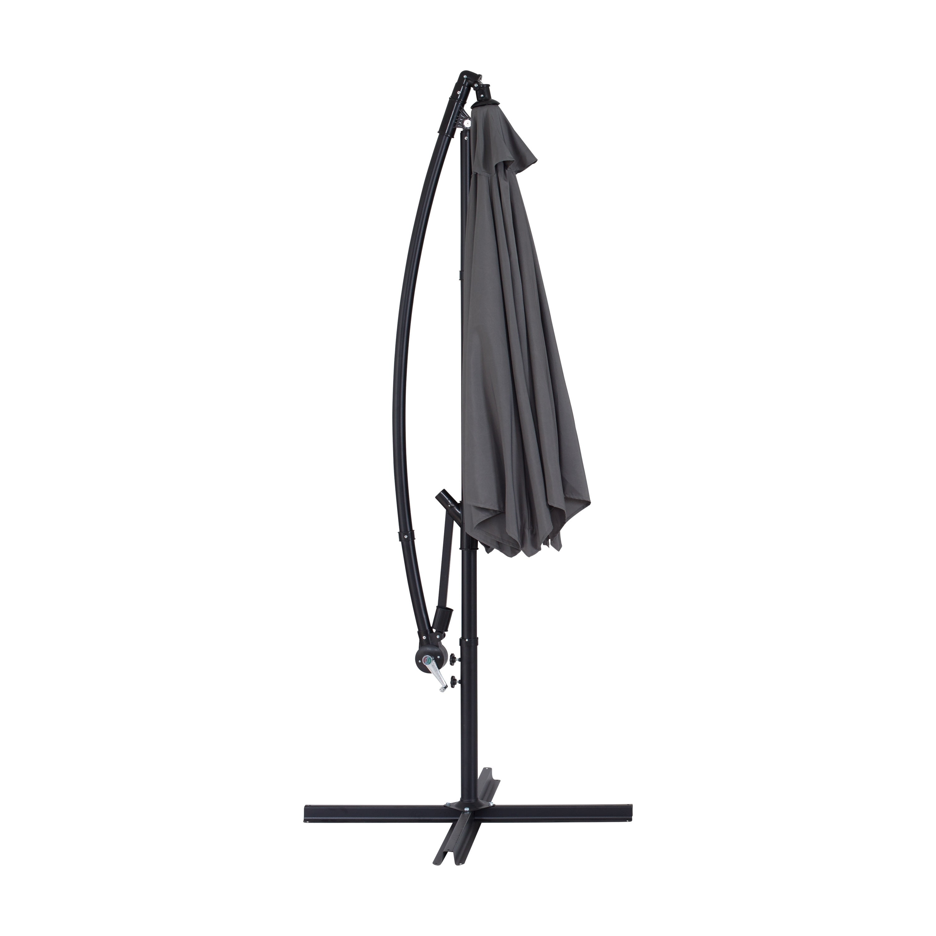 Gray 9ft UV-Resistant Polyester Cantilever Patio Umbrella with Steel Frame