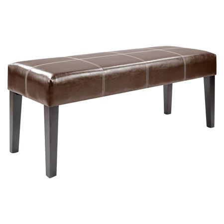 CorLiving Antonio Bonded Leather 47" Bench, Dark Brown