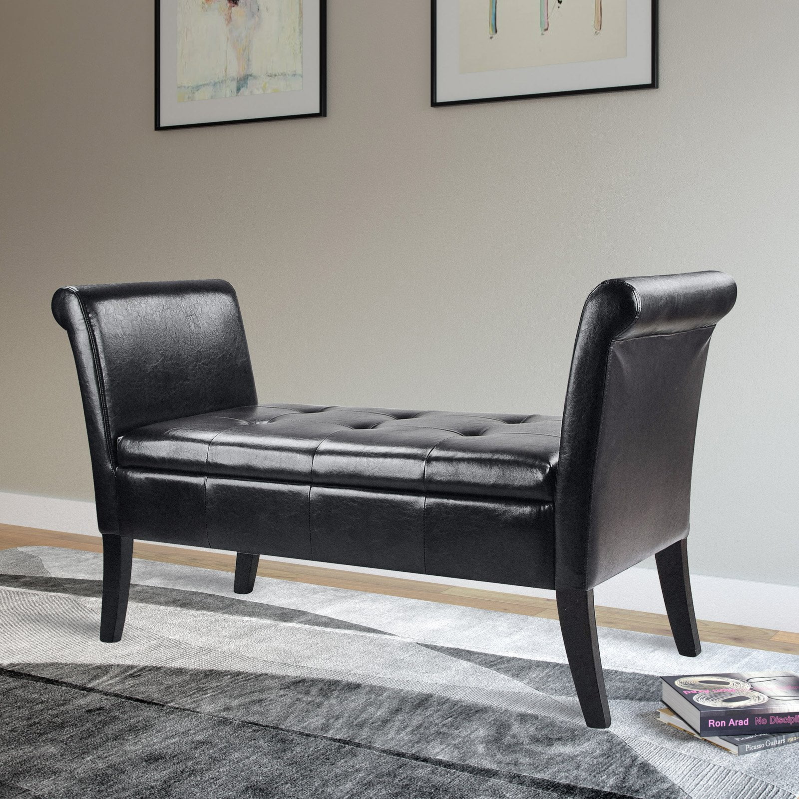 Leather bench with arms sale