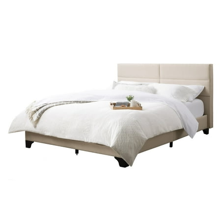 CorLiving - Bellevue Wide Panel Upholstered Bed, Queen - Cream