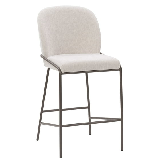CorLiving Blakeley Modern Light Gray Upholstered Counter Height Bar Stool with Metal Legs – Sold Individually - Comfortable Kitchen Bar Stools, Bar Counter Stools, and Counter Height Chairs