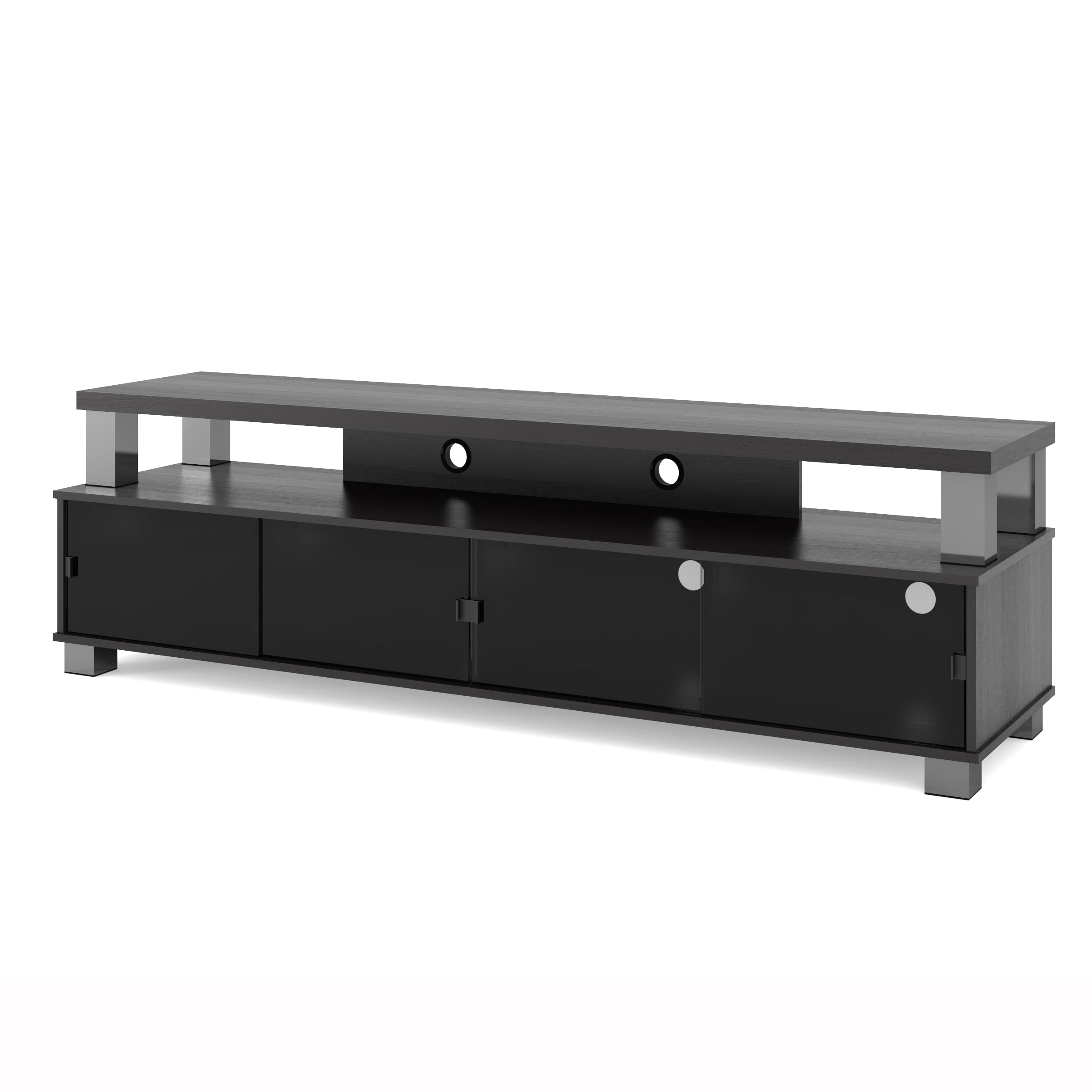 Bromley Ravenwood Black Metal TV Stand with Glass Doors - 80"