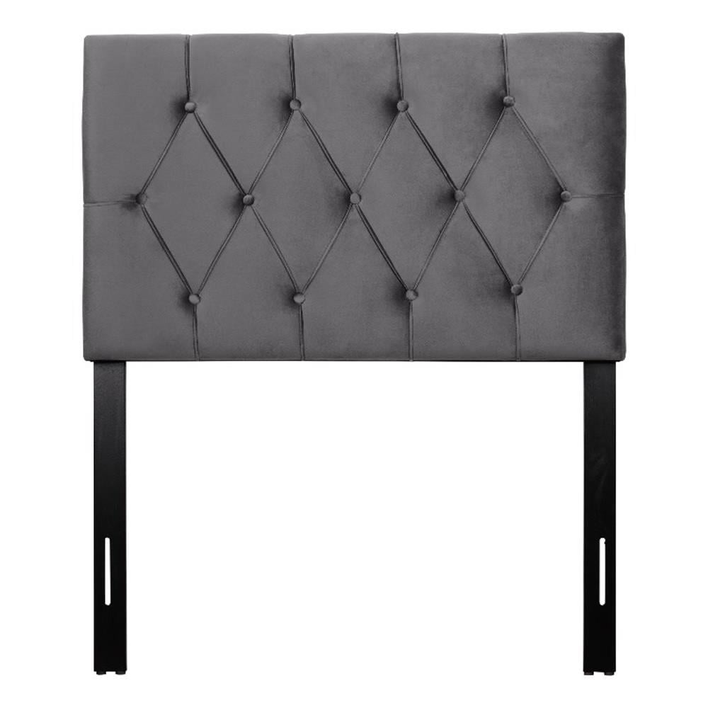 Catalina Twin Dark Gray Velvet Upholstered Tufted Headboard