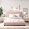 thumbnail image 1 of CorLiving Celeste Pink Boucle Fabric Upholstered Bed with Headboard, Boxspring Required, Full/Double Size, 1 of 1