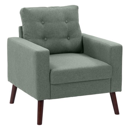 CorLiving Claridge Modern Polyester Tufted Armchair with Wood Legs, Sage Green