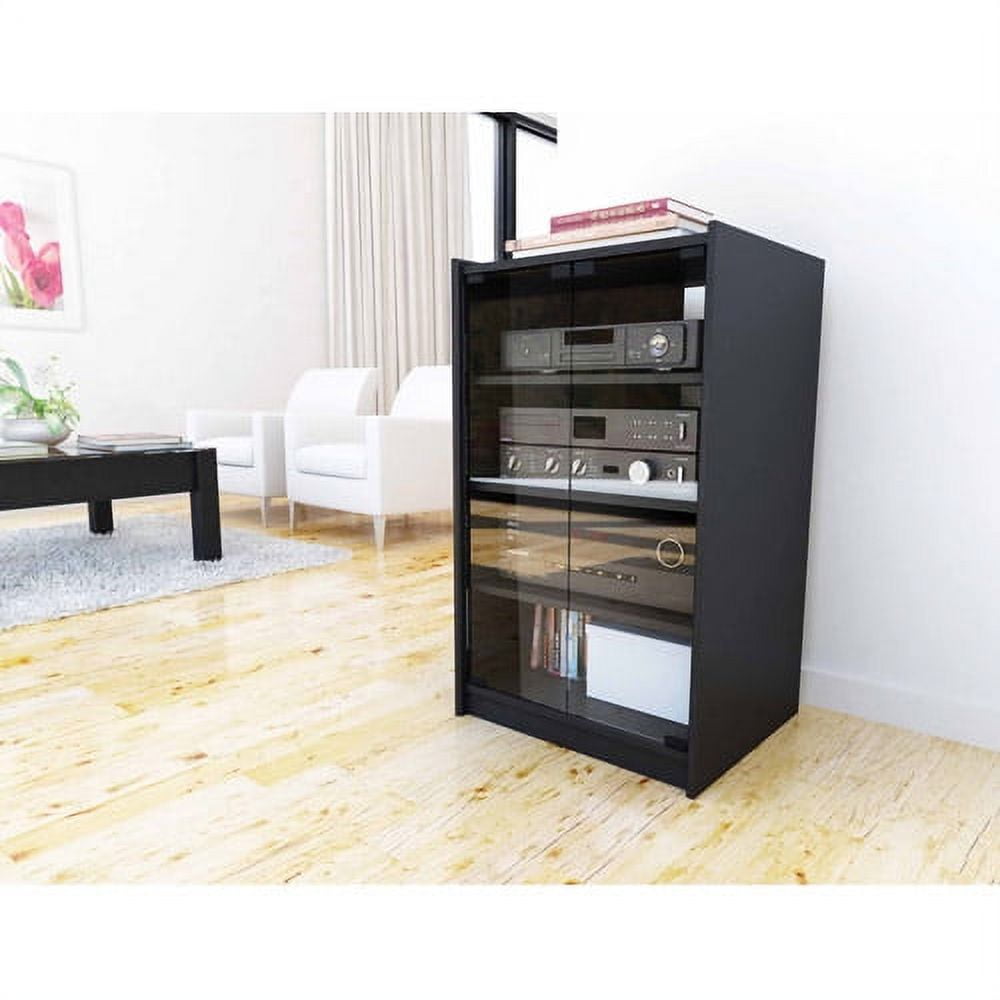 Ravenwood Black 44'' Media Storage Cabinet with Tempered Glass Door