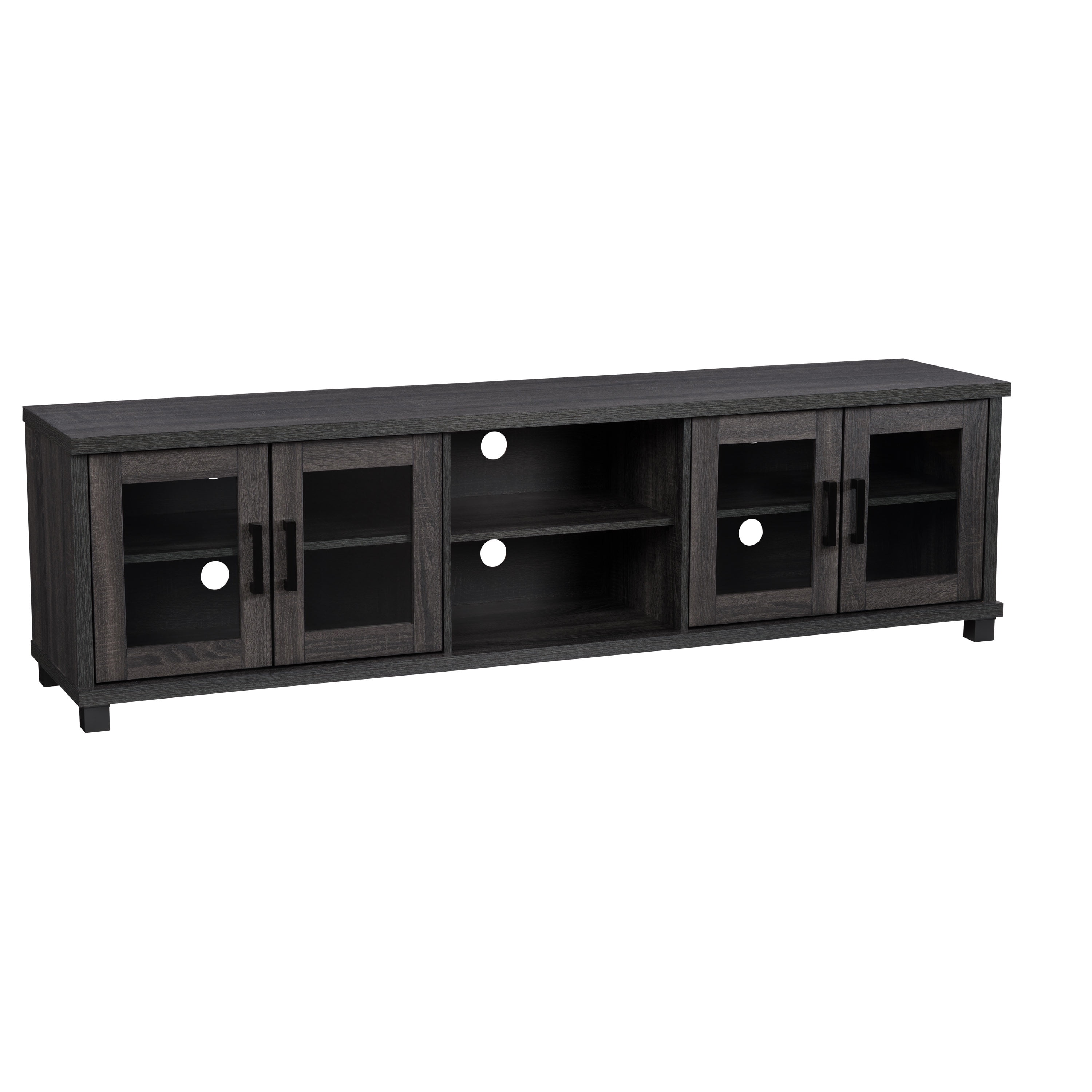 Fremont 84" Dark Gray Engineered Wood TV Stand with Glass Cabinets